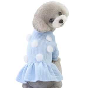 jecikelon cute dog sweater dresses warm puppy winter skirt doggie knitted clothes pet dress for small medium dogs (blue1, medium)