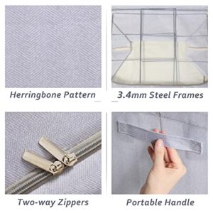 2Pack Stackable Storage Bins Oxford Frame Storage Box with Clear Window, Label Holder, Durable Carry Handles