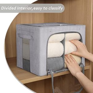 2Pack Stackable Storage Bins Oxford Frame Storage Box with Clear Window, Label Holder, Durable Carry Handles