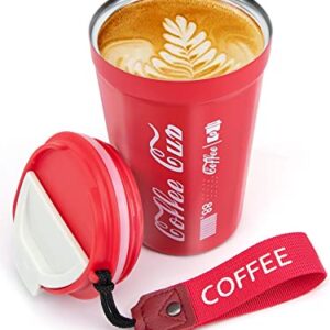 Gr8ware 13oz Travel Coffee Mug with Lid, Leak Proof Coffee Travel Mug for Hot/Iced Drinks, Double Wall, Vacuum Insulation - Red