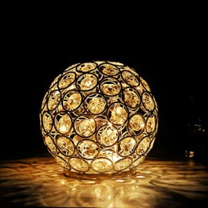 zipdiz crystal ball - crystal led light - christmas table decor - gold orbs decorative balls - lighted christmas ball - led light christmas decoration indoor use (5" warm white, gold)