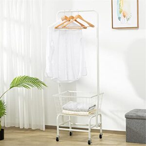 bechubre heavy duty rolling hamper laundry basket cart with wire hanging rack and storage rack commercial rolling laundry butler white