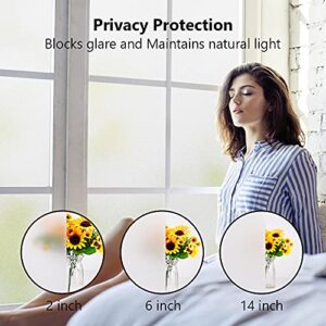 Conkov Window Privacy Film No Glue Frosted Glass Sticker Static Clings Non Adhesive Removable Opaque Vinyl Decorative Window Anti-UV Coverings for Bathroom Door Home Office (White, 17.5In by 78.7In)