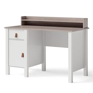 Tangkula White Computer Desk with Storage Drawer & Cabinet, Wood Home Office Desk with Hutch, 48 Inch Vintage Desk for Bedroom with Adjustable Inner Shelf, Executive Desk Study Desk, Vanity Desk