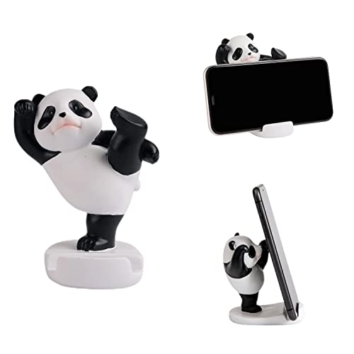 Stellar Panda Kawaii Phone Stand for Desk,Adjustable Compatible with Smartphones and Tablets,Cute Panda Smartphone Stand,Kawaii Room Decor Aesthetic (Black)