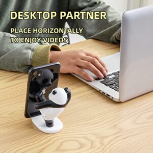 Stellar Panda Kawaii Phone Stand for Desk,Adjustable Compatible with Smartphones and Tablets,Cute Panda Smartphone Stand,Kawaii Room Decor Aesthetic (Black)