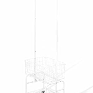 Rolling Laundry Basket with Wheels,Clothing Rack for Garment Hanger,Storage Metal Cart, White Color, Large Capacity Room Organization,Metal Movabel Laudry Basket, (White)