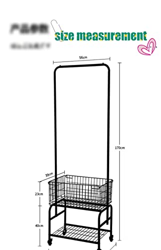 Rolling Laundry Basket with Wheels,Clothing Rack for Garment Hanger,Storage Metal Cart, White Color, Large Capacity Room Organization,Metal Movabel Laudry Basket, (White)