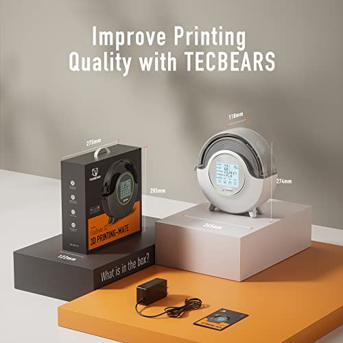 Filament Dryer for 3D Printing, TECBEARS FilaDryer S2 Filament Dry Box with 360° Heating, Large Touch Screen, Humidity Detection for Nylon PETG ABS TPU PA PC PLA Filament 1.75/2.85/3.00mm