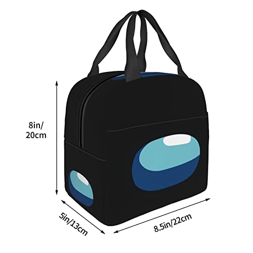 Qxuzizh Lunch Box Black Portable Insulated Lunch Bag Game Lunch Cooler Tote Bag Lightweight Handbag for Boys Girls Women Men