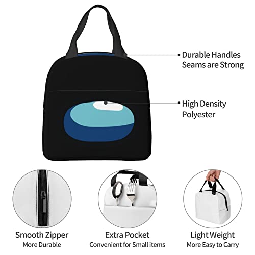 Qxuzizh Lunch Box Black Portable Insulated Lunch Bag Game Lunch Cooler Tote Bag Lightweight Handbag for Boys Girls Women Men