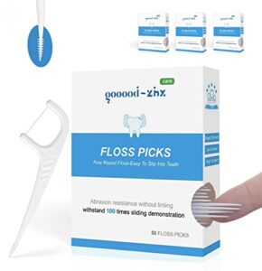 flossers for adults- tooth picks flossers with bristles, one end is super soft floss sticks, the other end is floss brush, no break & no shred floss, with box floss pick dispenser (150)