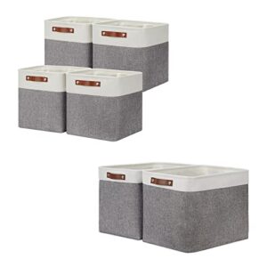 dullemelo collapsible bundle baskets 4 cube baskets 12"x12"x12" + 2 large baskets 16"x12"x12"（white&grey)