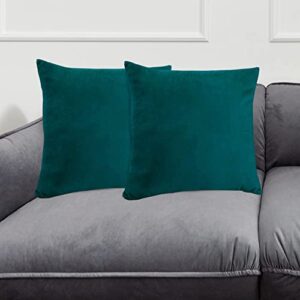 NEXCOVER Velvet Pillow Covers - Pack of 2 Pillowcases, 16 x 16 Inch Throw Pillow Cover, Decorative Square Pillowcase, Soft Cushion Case, Fade Resistant Pillow Case for Bedroom, Sofa, Couch, Teal