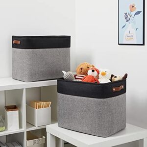 DULLEMELO Collapsible Bundle Baskets 2 Large Baskets 17"x12"x15" + 4 Cube Baskets 11"x11"x11"（Black&Grey)