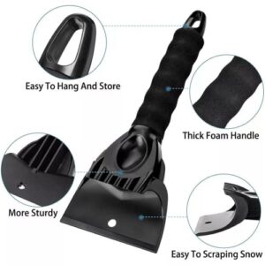 AQTZGOS Car Windshield ice Scraper, deicer with Retractable Handle Snow Brush 180° Swivel Brush Head Snow Scraper with Towel Gloves, Suitable for Cars, Trucks, SUVs