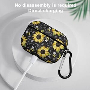Beautiful Bees Sunflower Airpods Pro Case Bluetooth Fashion Portable Shockproof and Anti-Scratch Headphone Charging Case Protective Case for Airpods Pro with Keychain Chain Gift Unisex