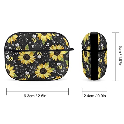 Beautiful Bees Sunflower Airpods Pro Case Bluetooth Fashion Portable Shockproof and Anti-Scratch Headphone Charging Case Protective Case for Airpods Pro with Keychain Chain Gift Unisex