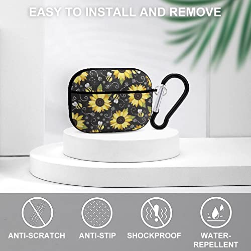 Beautiful Bees Sunflower Airpods Pro Case Bluetooth Fashion Portable Shockproof and Anti-Scratch Headphone Charging Case Protective Case for Airpods Pro with Keychain Chain Gift Unisex