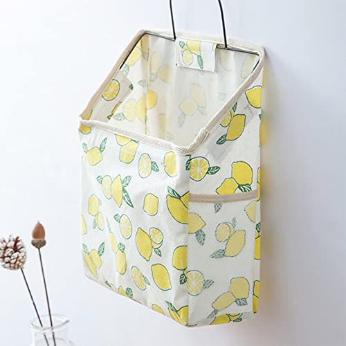 B Baosity Wall Hanging Storage Bag, Over The Door Closet Organizer Hanging Bags, Thick Durable Canvas Organizer Box Containers for Bedroom, Bathroom, Kitchen, Lemon