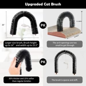 [Upgraded Version] Pehum Anti Fall Down Cat Arch Self Groomer and Massaging Brush for Indoor Cats,Cat Scratching Pads,Cat Toys (L: Brush height：15.7")