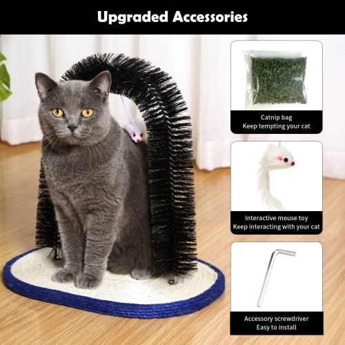 [Upgraded Version] Pehum Anti Fall Down Cat Arch Self Groomer and Massaging Brush for Indoor Cats,Cat Scratching Pads,Cat Toys (L: Brush height：15.7")