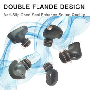 Luckvan Double Flange Ear Tips Anti-Slip Universal Silicone Earbuds Tips Replacement for Beats Earbuds Sony Sennheiser Earbuds Fit 5.5mm-7mm Nozzle 6 Pairs LMS Black