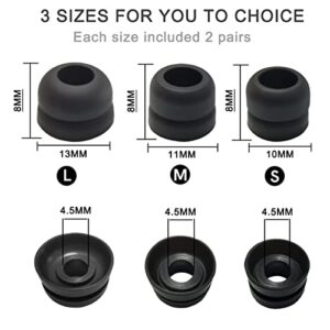 Luckvan Double Flange Ear Tips Anti-Slip Universal Silicone Earbuds Tips Replacement for Beats Earbuds Sony Sennheiser Earbuds Fit 5.5mm-7mm Nozzle 6 Pairs LMS Black