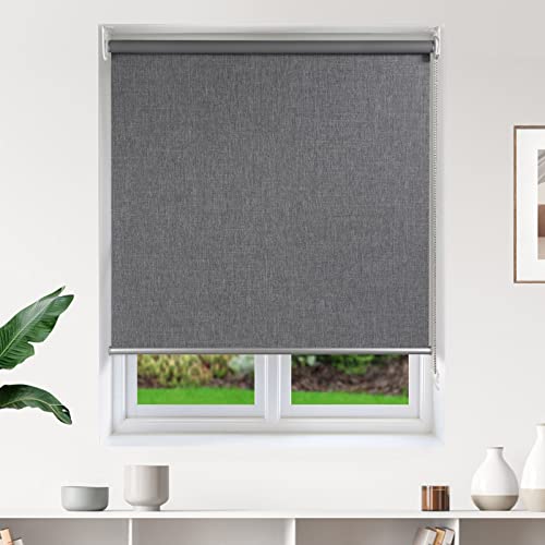 RED GRAPES 100% Blackout Roller Shades for Windows,UV Protection,Window Blind with Thermal Insulated,Roll up and Down Blinds,Window Shades for Home Office,Easy to Install(Dark Grey, 35'')