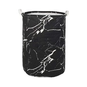 Laundry Baskets Collapsible Laundry Hamper Dirty Clothes Storage Bag Pattern Printed Waterproof Freestanding Large Capacity Organizer Bin with Handle (black marble)