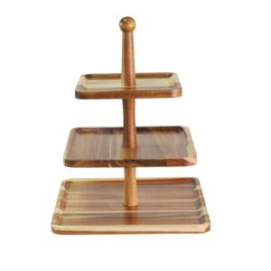 eduromi wooden cupcake stand, cupcake tower tiered stand for 24 cupcakes, 3 tier wood dessert serving tray stand for home
