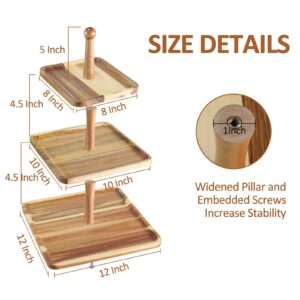 EDUROMI Wooden Cupcake Stand, Cupcake Tower Tiered Stand for 24 Cupcakes, 3 Tier Wood Dessert Serving Tray Stand for Home