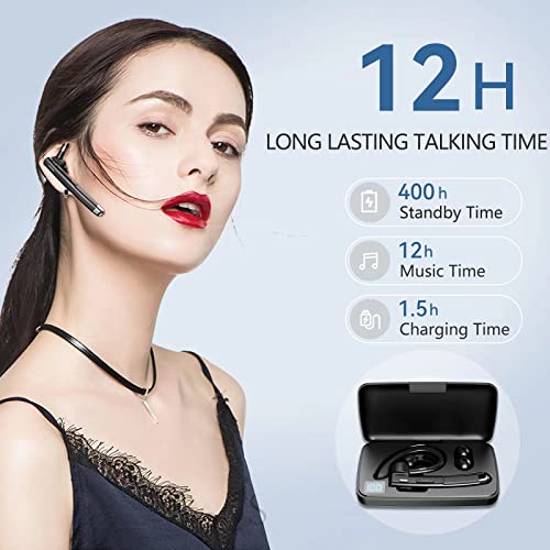 SYNTRAVA Bluetooth Headset One Ear Earphone Earpiece for Cell Phones Wireless Headset with Charging Case and LED Intelligence Display