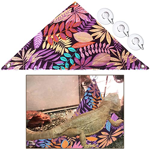 Bearded Dragon Hammock, Bearded Dragon Bed Lizard Lounger Soft Canvas Reptile Hammock for Reptile Habitat Lizard Reptile Tank Accessories (Purple, 15.7 ''x 15.7'' x 19.8'')