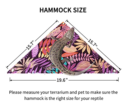 Bearded Dragon Hammock, Bearded Dragon Bed Lizard Lounger Soft Canvas Reptile Hammock for Reptile Habitat Lizard Reptile Tank Accessories (Purple, 15.7 ''x 15.7'' x 19.8'')