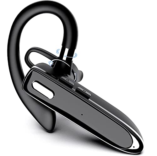 SZYCD Single Ear Bluetooth Earpiece V5.0 Wireless Headset,Long Time Standby Handsfree CVC 6.0 Noise Cancelling with Mic for iPhone Android Samsung Laptop Trucker Driver (Black)