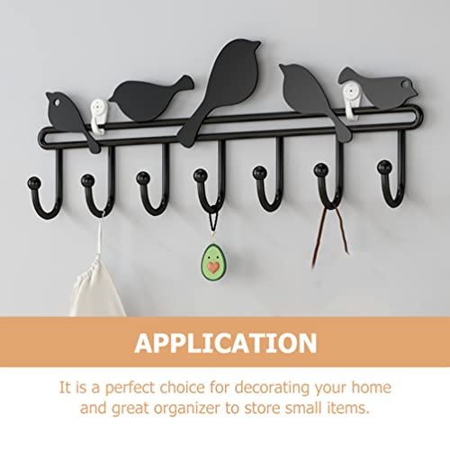 LIFKOME Vintage Wall- Mounted Coat Rack with 7 Hooks, 5 Birds Wall Mount Key Holder, Black Metal Key Rack Hanger, Multi- Hanger Hook for Kitchen Bathroom Bedroom Hallway