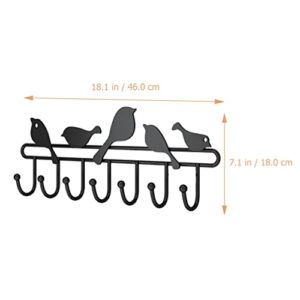 LIFKOME Vintage Wall- Mounted Coat Rack with 7 Hooks, 5 Birds Wall Mount Key Holder, Black Metal Key Rack Hanger, Multi- Hanger Hook for Kitchen Bathroom Bedroom Hallway