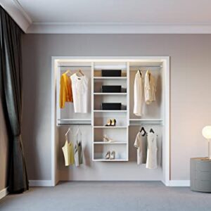 Closet Kit with Hanging Rods & Shelves - Corner Closet System - Closet Shelves - Closet Organizers and Storage Shelves (White, 75 inches Wide) Closet Shelving