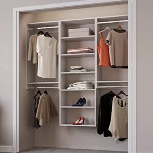 Closet Kit with Hanging Rods & Shelves - Corner Closet System - Closet Shelves - Closet Organizers and Storage Shelves (White, 75 inches Wide) Closet Shelving