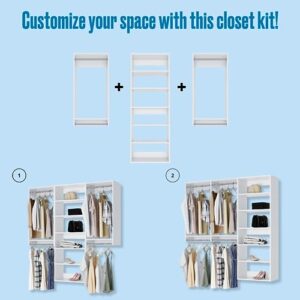 Closet Kit with Hanging Rods & Shelves - Corner Closet System - Closet Shelves - Closet Organizers and Storage Shelves (White, 75 inches Wide) Closet Shelving