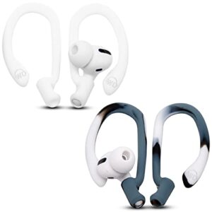 wc hookz combo pack - upgraded over-ear hooks for airpods pro - 2 pairs of large & small size included in package made by wicked cushions | winter white & mixed marble