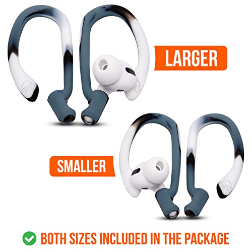 WC HookZ Combo Pack - Upgraded Over-Ear Hooks for AirPods Pro - 2 Pairs of Large & Small Size Included in Package Made by Wicked Cushions | Winter White & Mixed Marble
