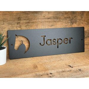 main street steel modern horse stall name plates for horses - horse stall name cards - tack room accessories - personalized signs in steel