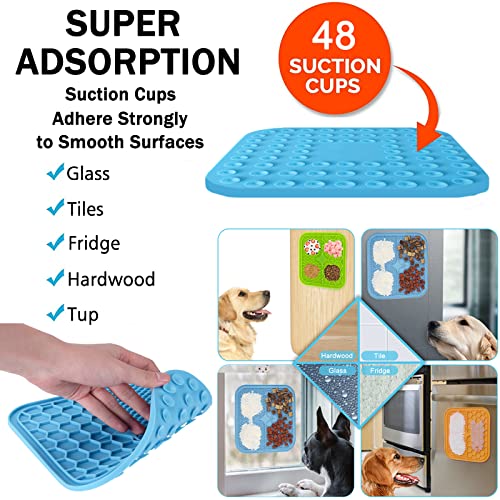 Kwispel Dog Lick Mat, 3 Pcs Lick Mat for Dogs with Suction Cups for Anxiety, Peanut Butter Dog Licking Mat Slow Feeder Dispensing Treater Lick Pad for Dogs Cats Bathing Grooming