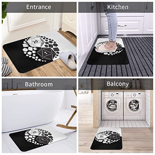 Xydzqdlmmd Dungeons and Dragons Yin Yang Floor Mat Rugs Non-Slip Home Decorate Cover Carpets Absorbent Dirt, White, 31.5x19.5in