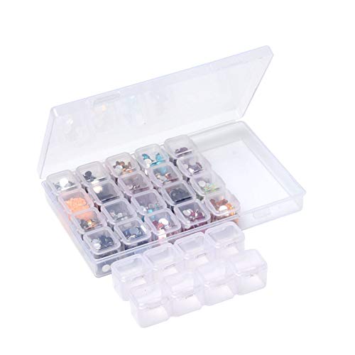 Nunobob 2 Pack 28 Slots Plastic Diamond Painting Storage Box Organizer Case Craft Nail Art Rhinestone Tools Beads Jewelry Storage NUSS5 NUSS5