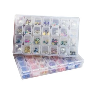 Nunobob 2 Pack 28 Slots Plastic Diamond Painting Storage Box Organizer Case Craft Nail Art Rhinestone Tools Beads Jewelry Storage NUSS5 NUSS5