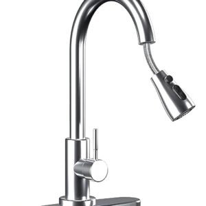 Kitchen-Faucets,Kitchen Faucet with Pull Down Sprayer -Kitchen Sink Faucet -Stainless Steel