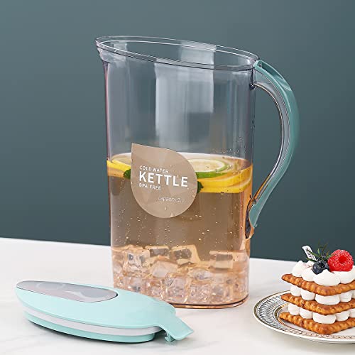 Berglander Fridge Door Water Pitcher With Lid Perfect for Making Tea, Juice And Cold Drink, 71 OZ Water Jug Made of Clear PET, No Smell Clear Fiber Glass Carafe BPA free